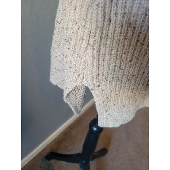 Soft Surrounding V Neck Marled Beige Long Sleeve Ribbed Scalloped Hem Line Sz L - Picture 5 of 11